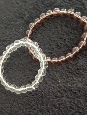 Clear and Smoky Bead Stretch Bracelet Set